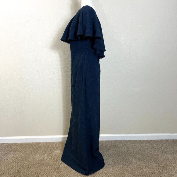 Tadashi Shoji Gown Dress 8 Size Kayla Ruffle Neckline Jacquard Textured … - Picture 5 of 10